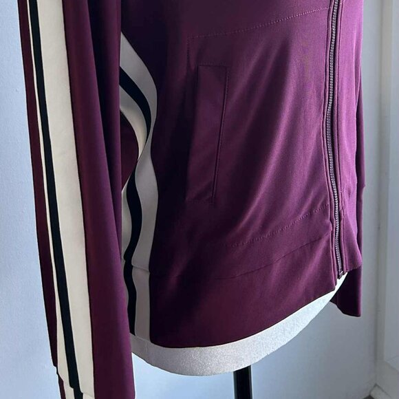 Norma Kamali Plum Stretch Iconic Track Jacket w/ Contrast Racing Stripes – US S - Picture 5 of 11
